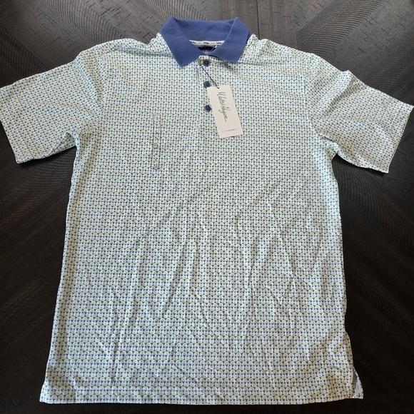 Walter Hagen Men's Clubhouse 19th Hole Polo Shirt Small White Lime Golf New - Picture 2 of 11